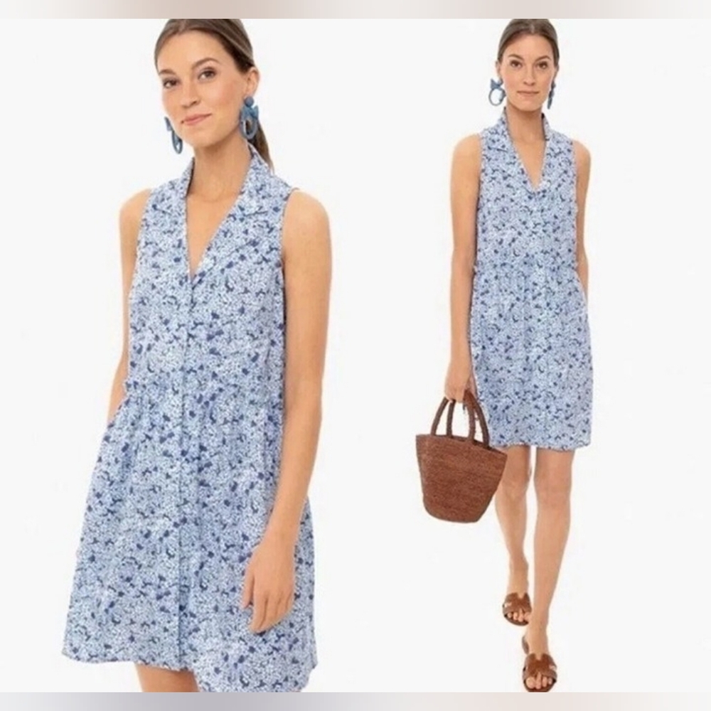 Tuckernuck Royal Sleeveless Shirt Dress Blue Hydrangea Size Extra Small
